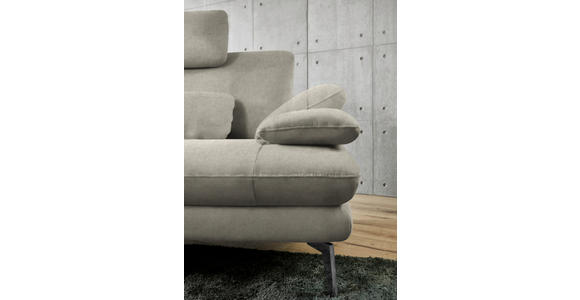 ECKSOFA in Velours Platinfarben 184/284 cm - Platinfarben/Schwarz, Design, Textil/Metall (184/284cm) - Dieter Knoll