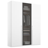 DREHTÜRENSCHRANK in Grau, Weiss  - Weiss/Grau, Trend, Glas/Holzwerkstoff (151/235/60cm) - Novel