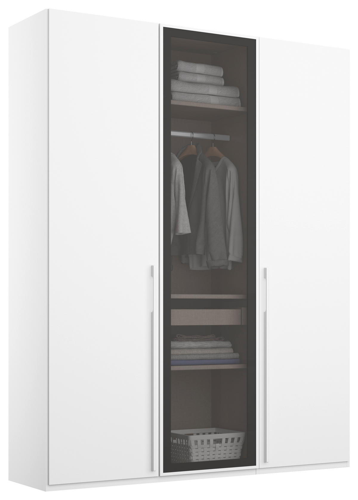 DREHTÜRENSCHRANK in Grau, Weiss  - Weiss/Grau, Trend, Glas/Holzwerkstoff (151/235/60cm) - Novel
