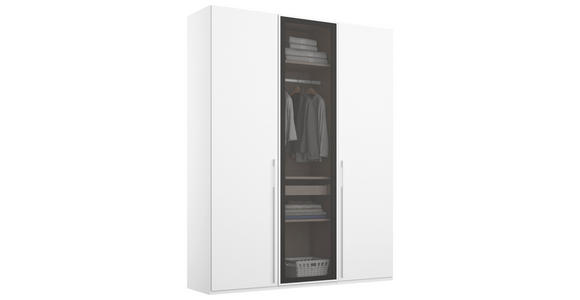 DREHTÜRENSCHRANK 151/235/60 cm 3-türig Grau, Weiß - Weiß/Grau, Trend, Glas/Holzwerkstoff (151/235/60cm) - Novel