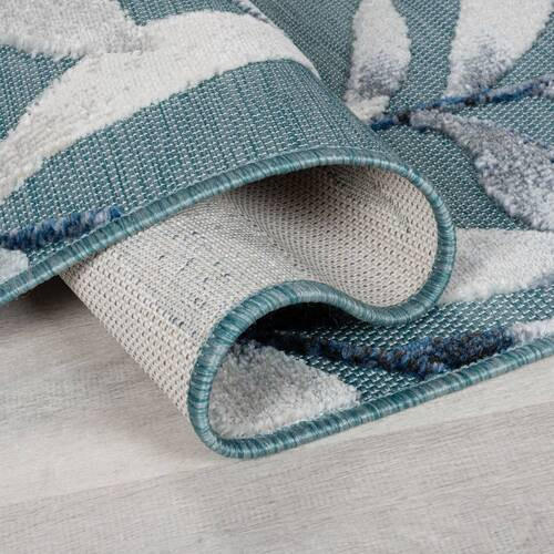 Thumbnail - Xora Webteppich Plaza Outdoor, Blau, Textil, Blätter, rechteckig, 160x230 cm, Reach, AZO-frei, UV-beständig, schmutzabwe...