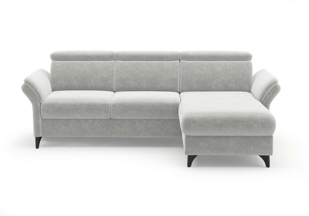 ECKSOFA GLENDALE E Hellgrau Flachgewebe  - Hellgrau/Schwarz, KONVENTIONELL, Textil/Metall (253/166cm) - Sit & More