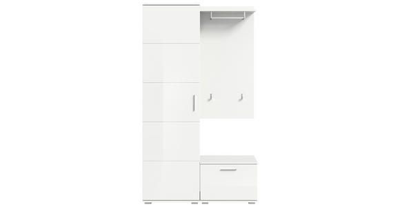 GARDEROBE in 110/191/37 cm - Weiß Hochglanz/Weiß, Design, Holzwerkstoff (110/191/37cm) - Xora
