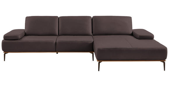 ECKSOFA 16580 Sprint in Echtleder Dunkelbraun  314/176 cm  - Dunkelbraun/Bronzefarben, Design, Leder/Holz (314/176cm) - Valnatura