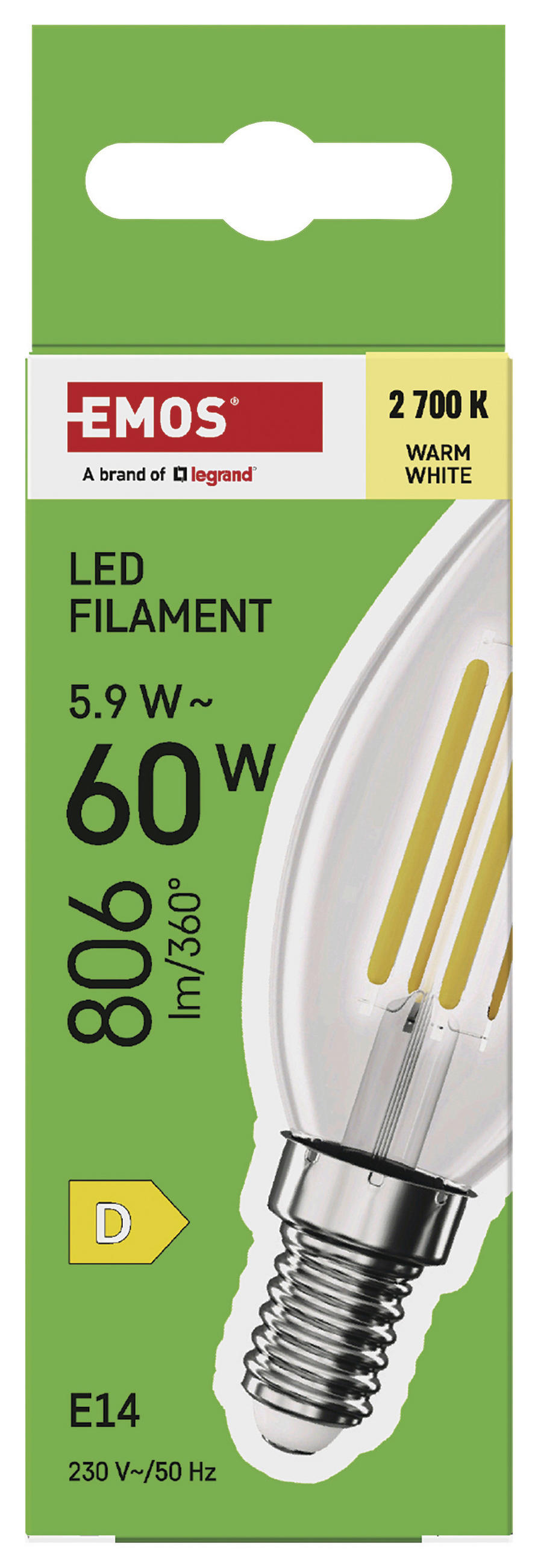 FILAMENTOVÁ LED ŽÁROVKA E14 - Basics, plast (3.5/3.5/9.7cm)