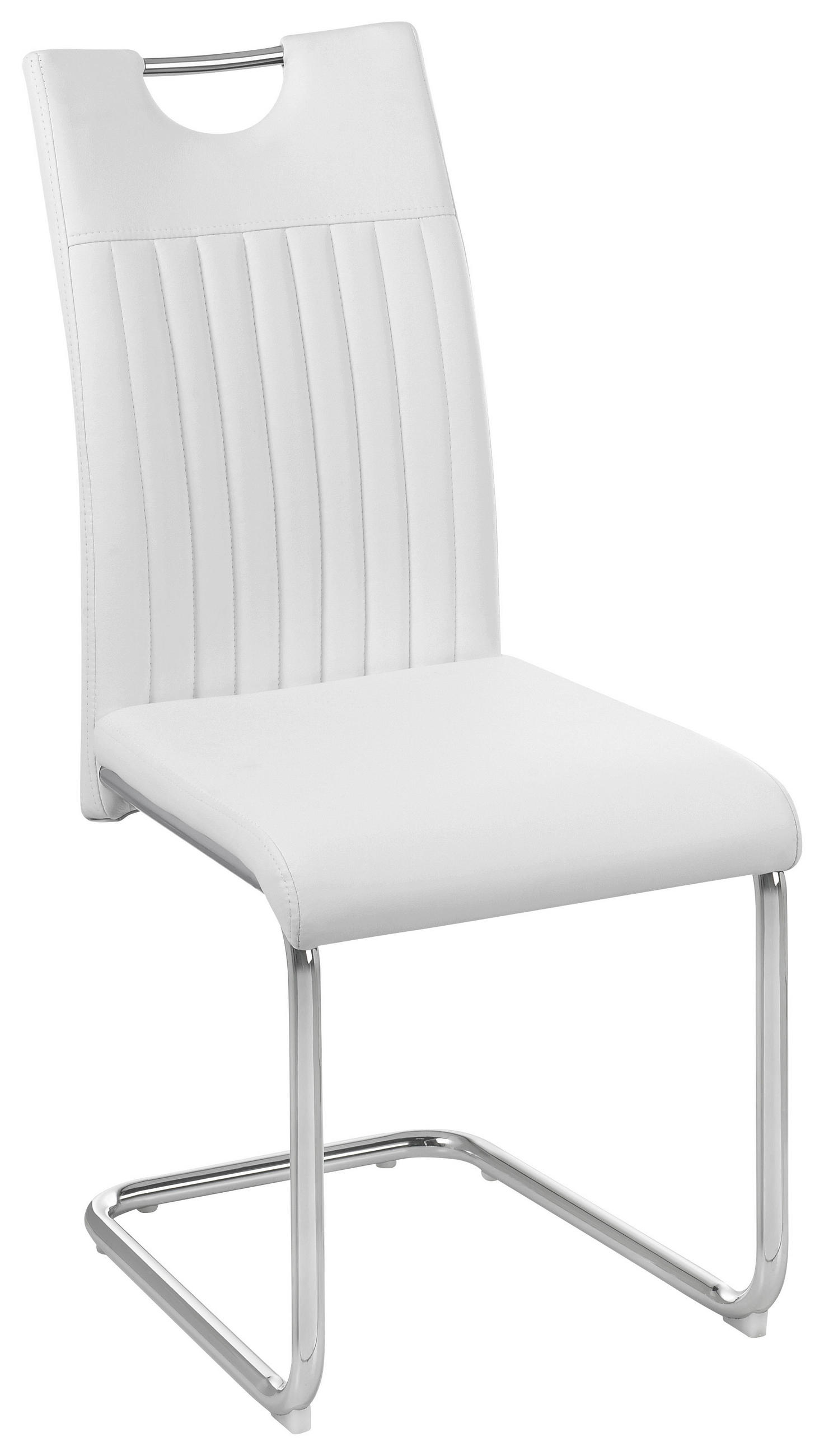 Scaun Cantilever din metal, textil, alb, culoare crom