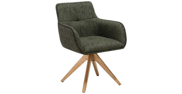 ARMLEHNSTUHL in Mikrofaser - Eichefarben/Grün, Design, Holz/Textil (61/87,5/61cm) - Novel