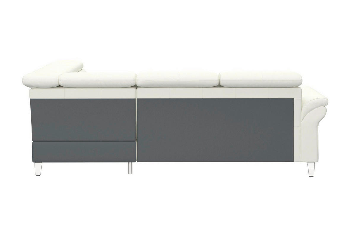 ROHOVÁ SEDAČKA, textil, koža, biela - biela/chrómová, Basics, kov/koža (245/194cm) - Sit & More