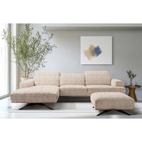 ECKSOFA PORTLAND in Struktur Blau, Gelb, Rot, Weiß Kopfteilverstellung  187/295 cm  - Blau/Gelb, Design, Holz/Textil (187/295cm) - Livetastic