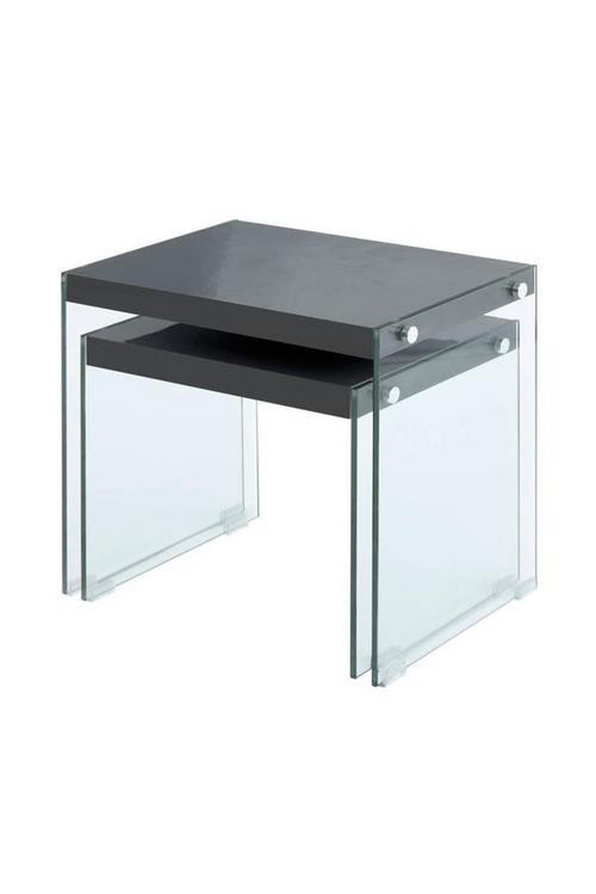 BEISTELLTISCHSET in Glas, Holzwerkstoff  - Klar/Schwarz, Basics, Glas/Holzwerkstoff - Kayoom