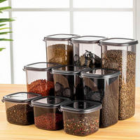 VORRATSDOSENSET 9-teilig  - Transparent/Anthrazit, Basics, Kunststoff (10/10/9,5cm) - P & B