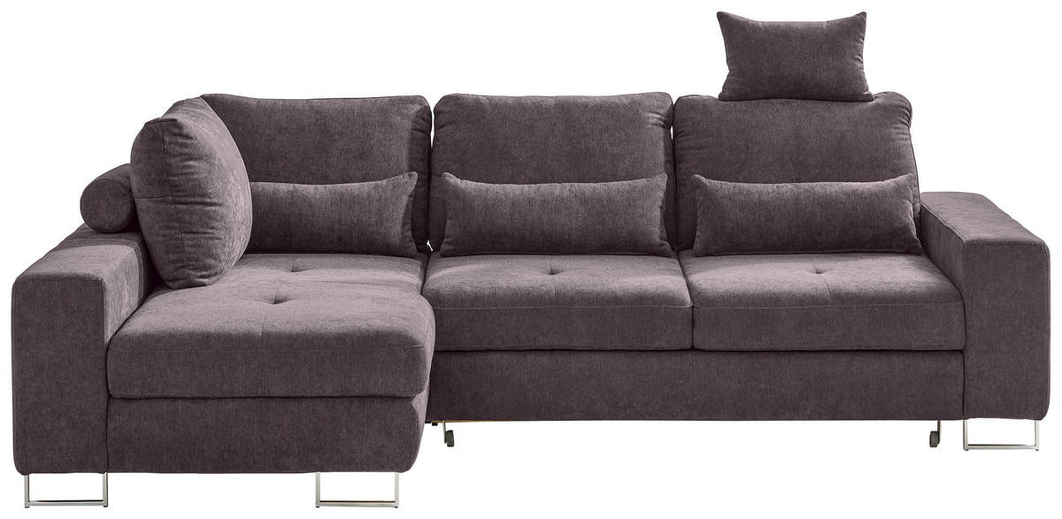 ECKSOFA in Flachgewebe Taupe  - Taupe, Design, Textil/Metall (188/260cm) - Hom`in