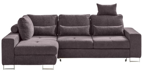 ECKSOFA Taupe Flachgewebe - Taupe, Design, Textil/Metall (188/260cm) - Hom`in