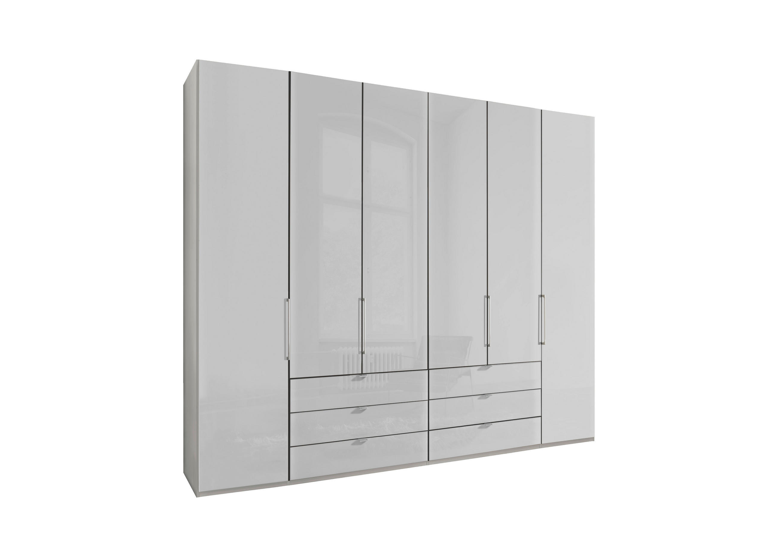 FALTTÜRENSCHRANK 250/216/58 cm 6-türig Weiß  - Chromfarben/Weiß, KONVENTIONELL, Glas/Holzwerkstoff (250/216/58cm) - Dieter Knoll
