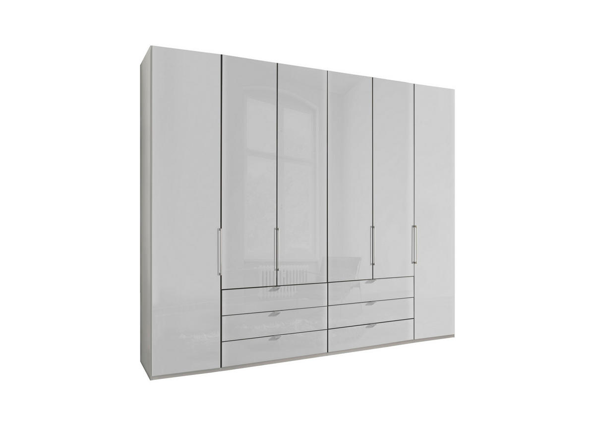 FALTTÜRENSCHRANK 250/236/58 cm 4-türig Weiß  - Chromfarben/Weiß, KONVENTIONELL, Glas/Holzwerkstoff (250/236/58cm) - Dieter Knoll