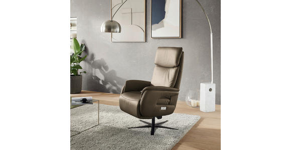 RELAXSESSEL in Leder Hellbraun  - Hellbraun/Schwarz, Design, Leder/Metall (70/117/85cm) - Dieter Knoll