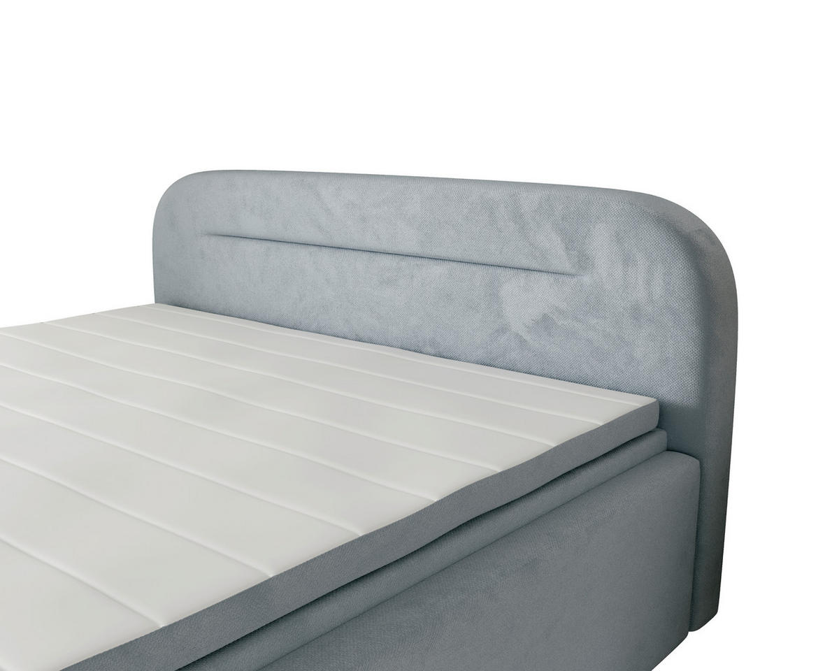 BOXBETT 180/200 cm,  in Grau, Bettkasten, Topper, H2 = mittel  - Grau, MODERN, Textil (180/200cm) - MID.YOU