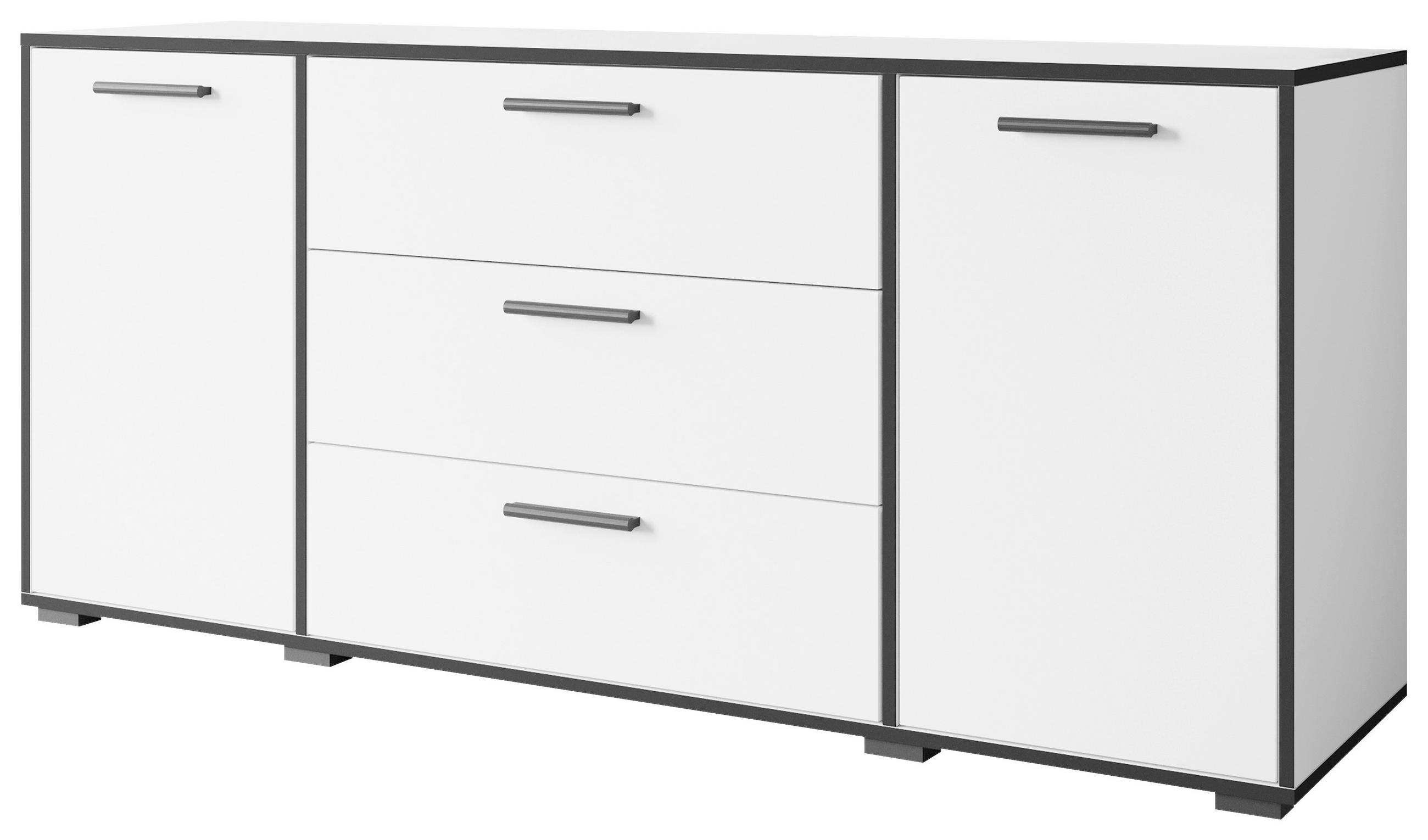 P & B ŠIROKÁ KOMODA, barvy grafitu, bílá, 150/68/40 cm