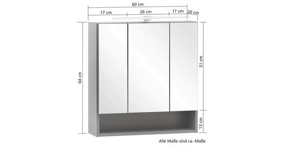 SPIEGELSCHRANK 60/64/20 cm  - Alufarben/Graphitfarben, Natur, Glas/Holzwerkstoff (60/64/20cm) - Xora