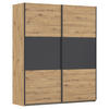 SCHWEBETÜRENSCHRANK in Grau, Eiche Artisan, Alufarben  - Alufarben/Eiche Artisan, Modern, Holzwerkstoff/Metall (175/210/59cm) - Rauch Möbel