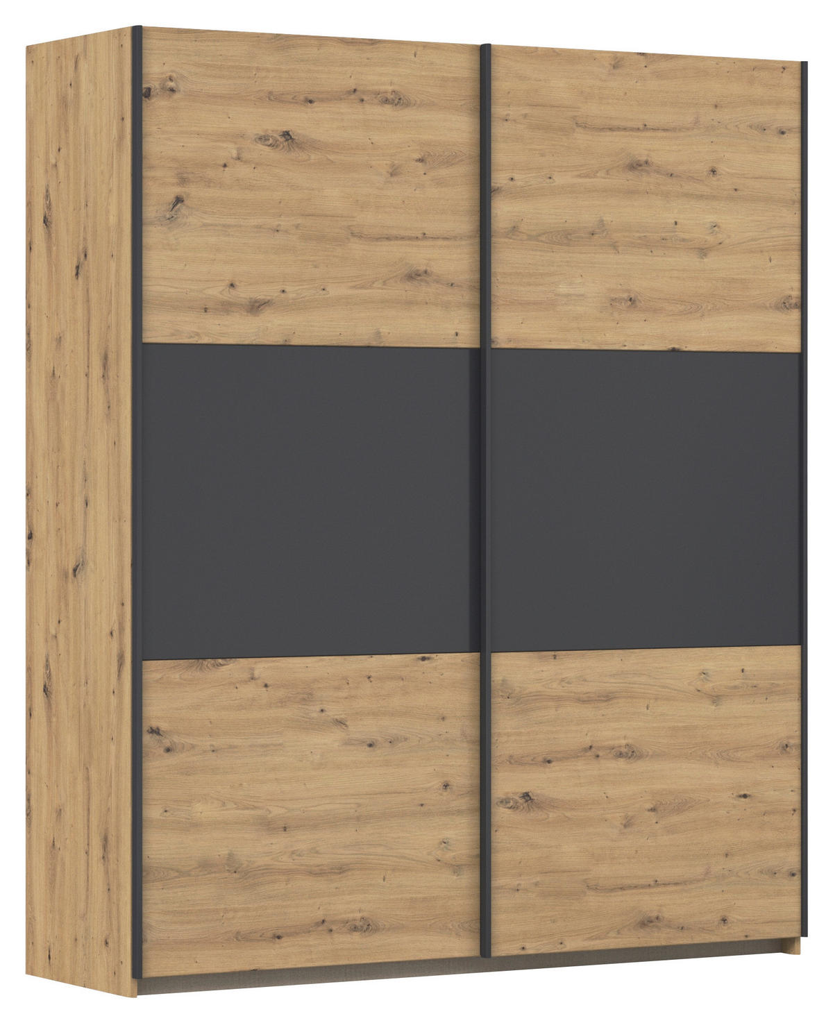 SCHWEBETÜRENSCHRANK in Grau, Eiche Artisan, Alufarben  - Alufarben/Eiche Artisan, Modern, Holzwerkstoff/Metall (175/210/59cm) - Rauch Möbel