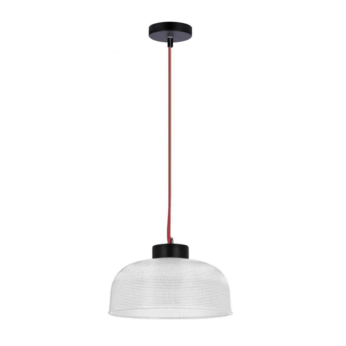PENDELLEUCHTE 26.5/26.5/90 cm  - Transparent/Rot, KONVENTIONELL, Glas/Metall (26.5/26.5/90cm)