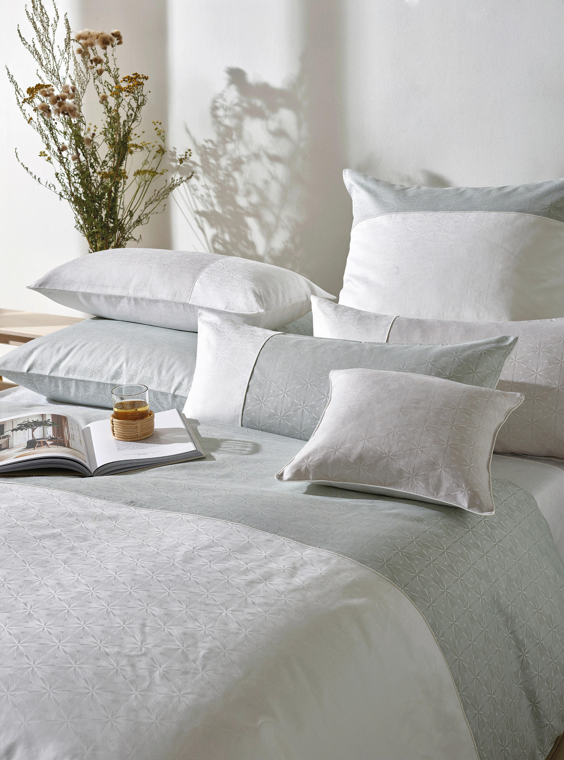 BETTWÄSCHE GRACEFUL Damast 155/220 cm  - Weiß/Grün, Basics, Textil (155/220cm) - Curt Bauer