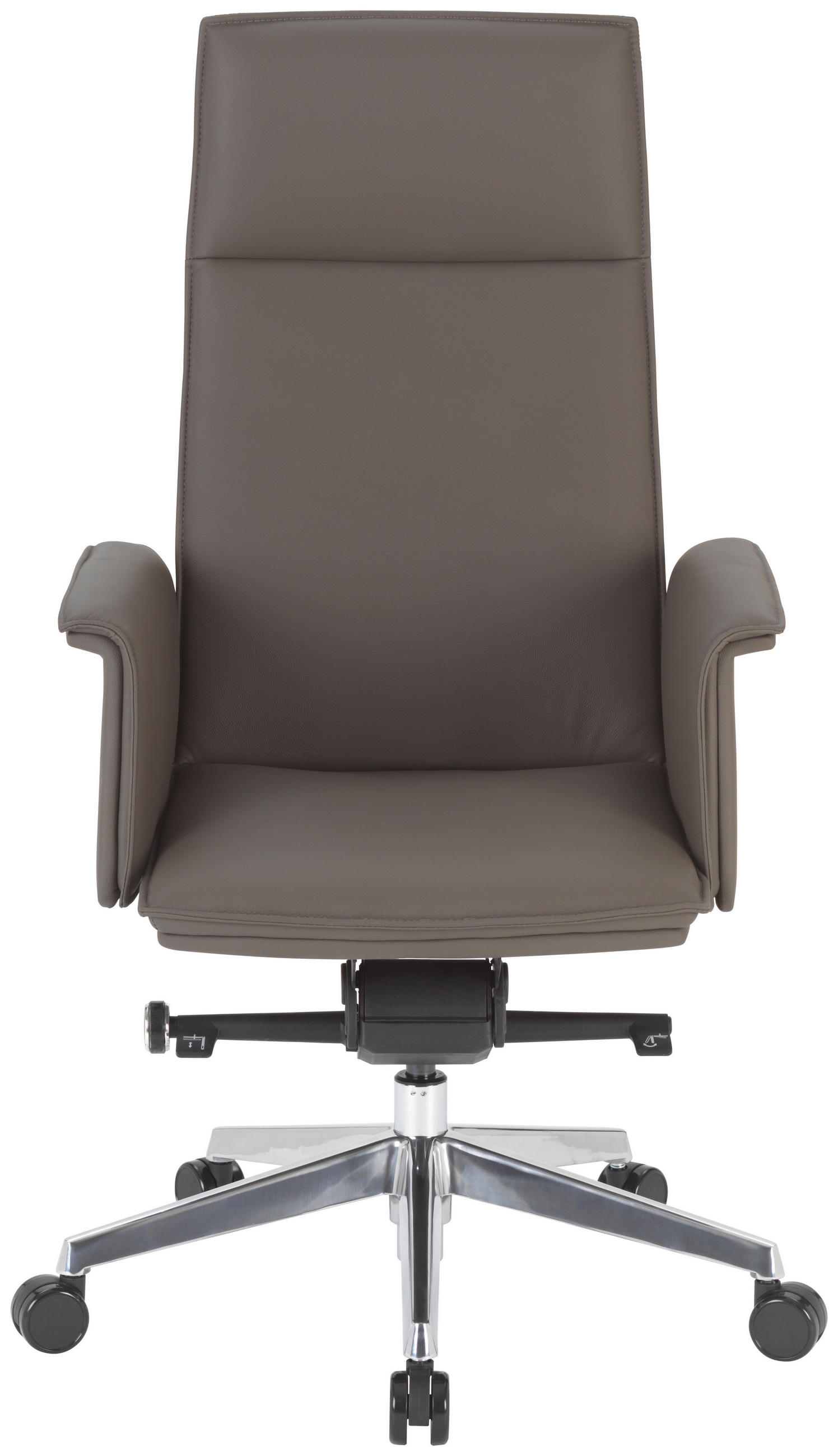 CHEFSESSEL Alufarben, Dunkelgrau  - Dunkelgrau/Silberfarben, KONVENTIONELL, Leder/Kunststoff (65/122/64cm) - Venda