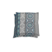 GARTENSITZKISSEN 2-er Set Ornament  - Blau/Hellgrau, Basics, Textil (50/7/50cm)