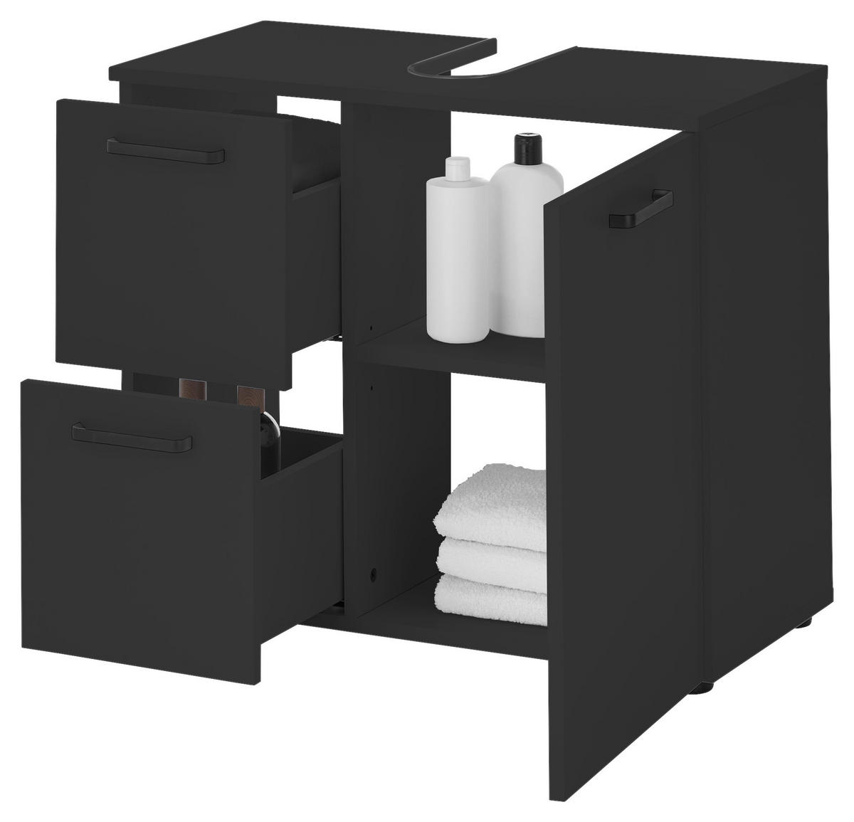 WASCHBECKENUNTERSCHRANK 70/60/35 cm  - Schwarz, MODERN, Holzwerkstoff/Kunststoff (70/60/35cm) - MID.YOU