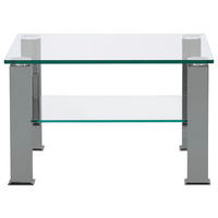 COUCHTISCH in Metall, Glas 75/75/42,5 cm  - Grau, Design, Glas/Kunststoff (75/75/42,5cm)