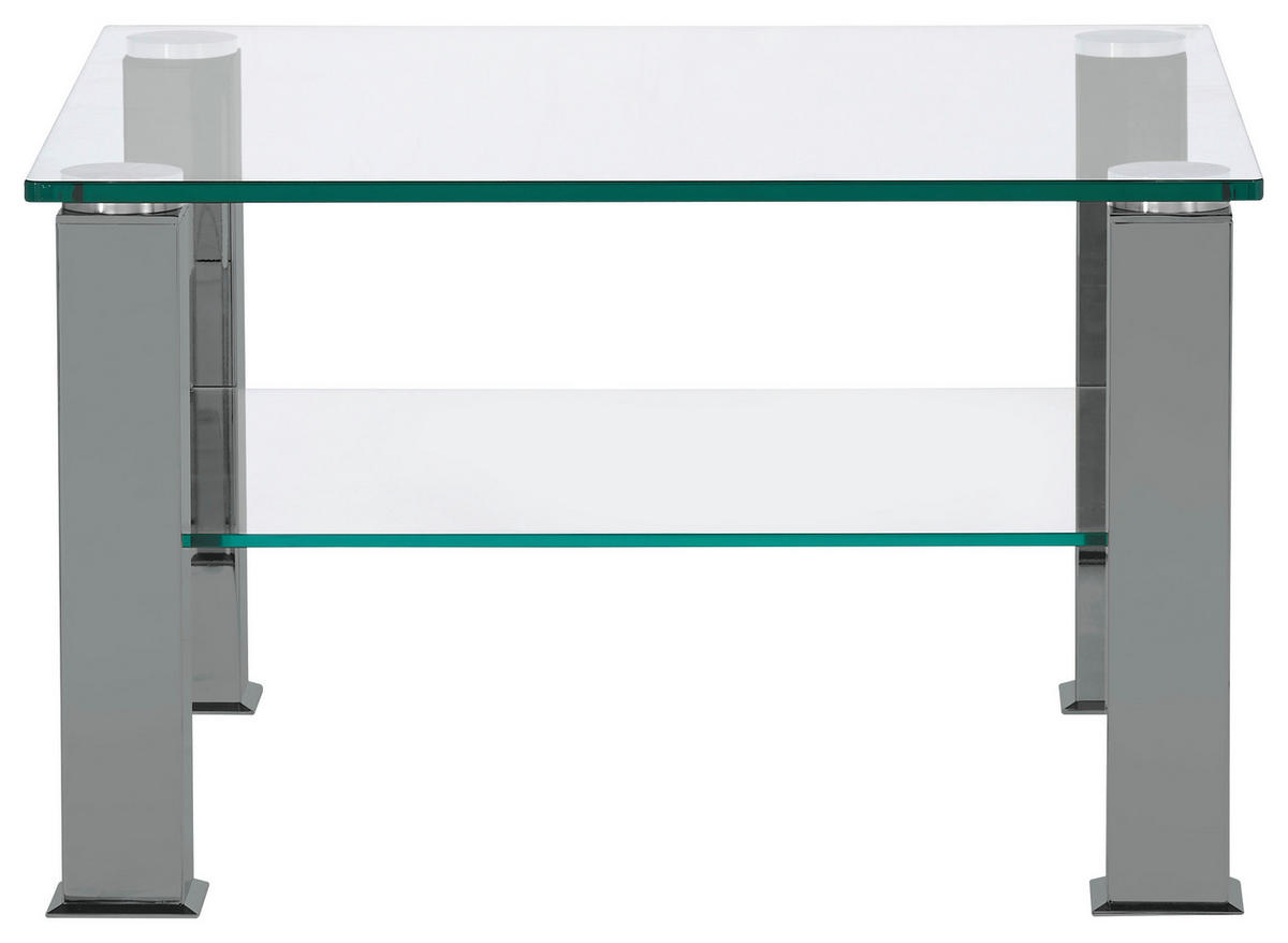 COUCHTISCH in Metall, Glas 75/75/42,5 cm  - Grau, Design, Glas/Kunststoff (75/75/42,5cm)