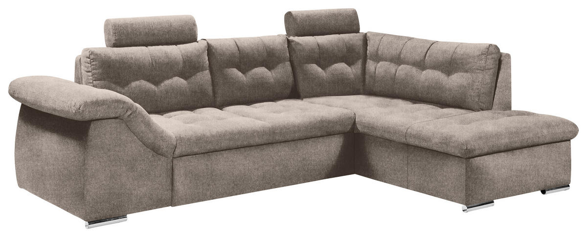 ECKSOFA Beige Mikrovelours  - Beige, KONVENTIONELL, Kunststoff/Textil (283/193cm) - MID.YOU