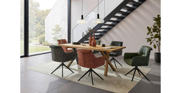 ESSTISCH in Holz, Metall 200/100/76 cm  - Eichefarben/Schwarz, Natur, Holz/Metall (200/100/76cm) - Linea Natura