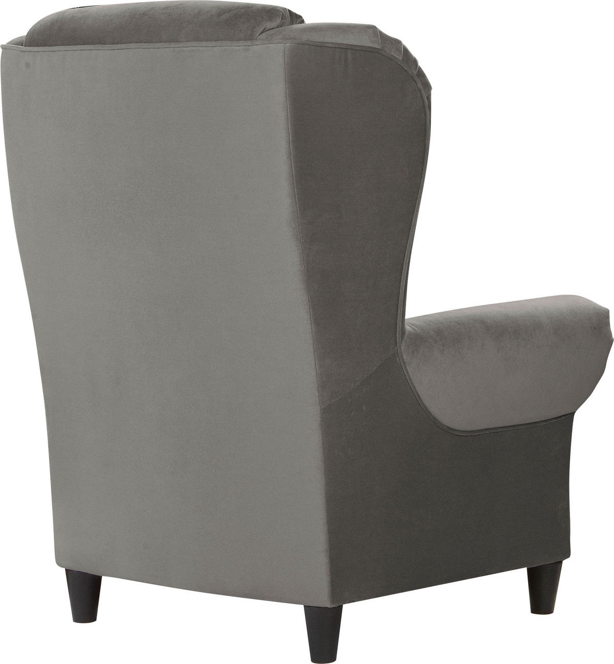 OHRENSESSEL in Plüsch Grau  - Schwarz/Grau, Design, Holz/Textil (94/112/92cm) - MID.YOU