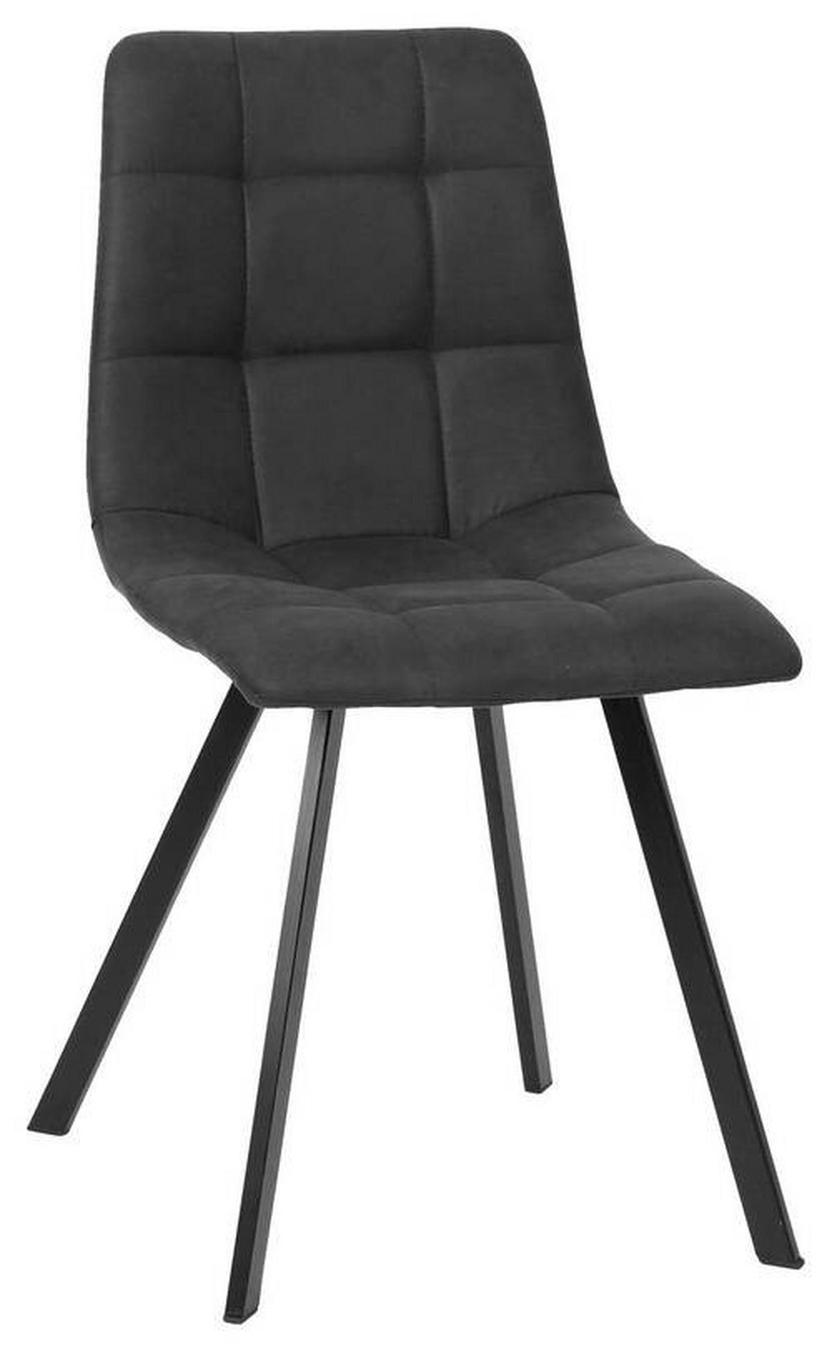 STUHL Mikrofaser Schwarz, Dunkelgrau  - Dunkelgrau/Schwarz, Design, Textil/Metall (46/88/54cm) - Carryhome