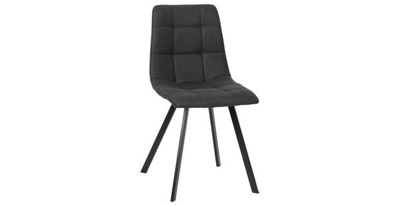 STUHL Mikrofaser Schwarz, Dunkelgrau - Dunkelgrau/Schwarz, Design, Textil/Metall (46/88/54cm) - Carryhome