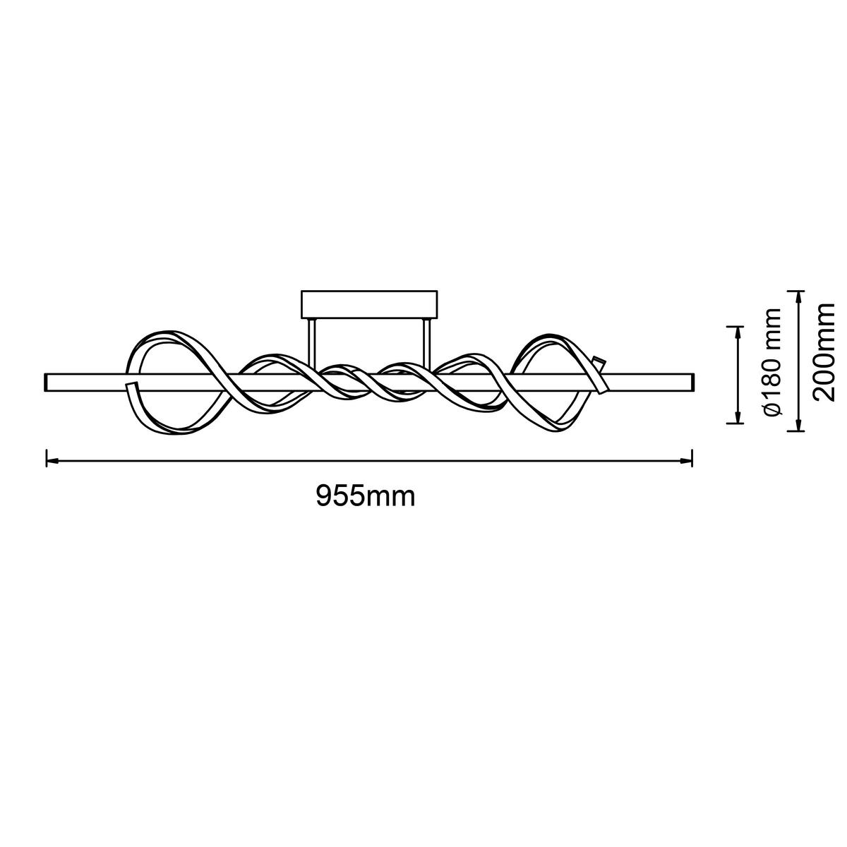 LED-DECKENLEUCHTE     - Schwarz, Design, Kunststoff/Metall (95,5/20/18cm) - Brilliant