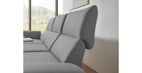 ECKSOFA  in Flachgewebe Hellgrau Armteilverstellung, Relaxfunktion, Drehsitzfunktion  175-224/255-365 cm  - Hellgrau/Schwarz, Design, Textil/Metall (175-224/255-365cm) - Dieter Knoll