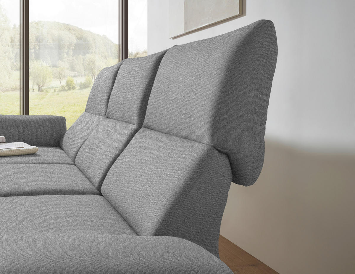 ECKSOFA  in Flachgewebe Hellgrau  175-224/255-365 cm  - Hellgrau/Schwarz, Design, Textil/Metall (175-224/255-365cm) - Dieter Knoll