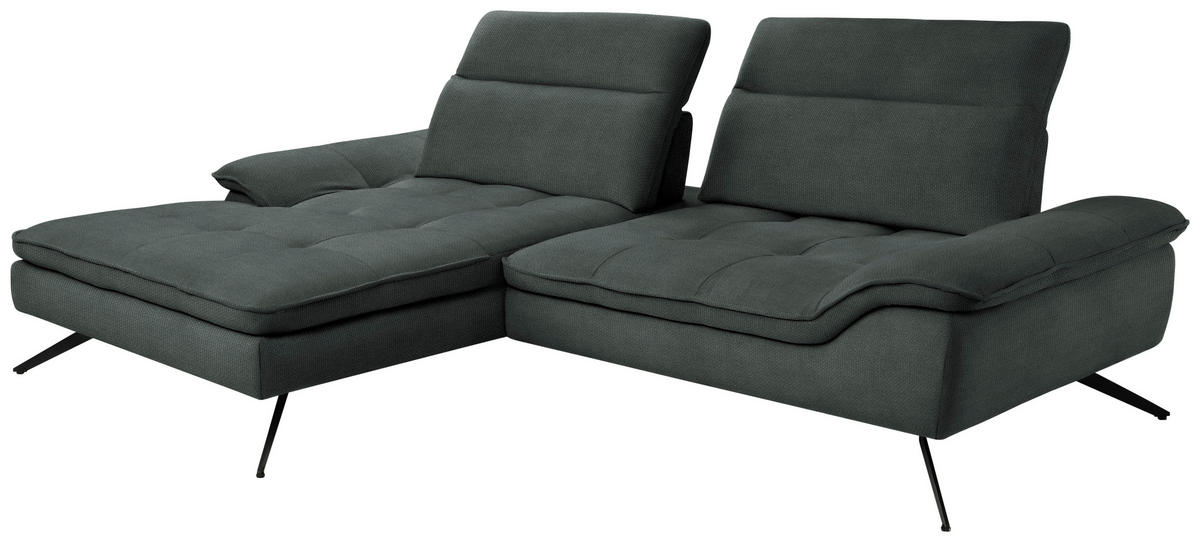 ECKSOFA in Webstoff Anthrazit  179-202/288 cm  - Anthrazit/Schwarz, Design, Textil/Metall (179-202/288cm) - Stylife