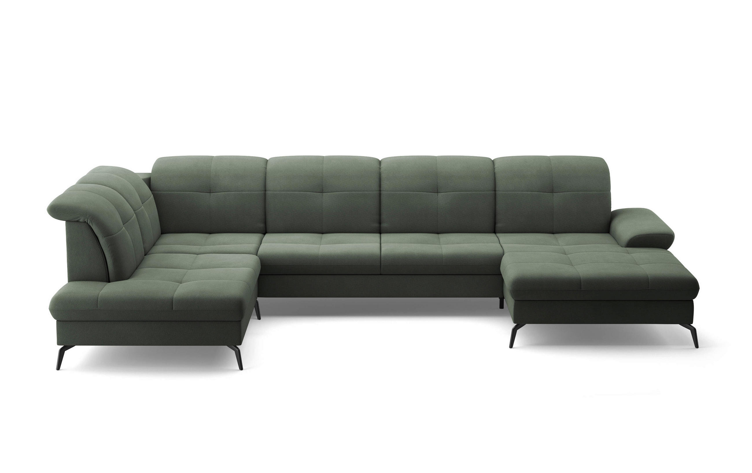 WOHNLANDSCHAFT in Flachgewebe Grün  - Schwarz/Grün, Konventionell, Textil/Metall (231/357/185cm) - Sit & More