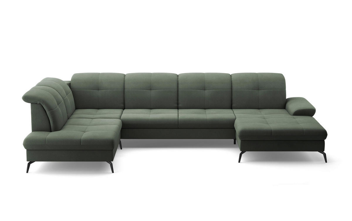WOHNLANDSCHAFT in Flachgewebe Grün  - Schwarz/Grün, Konventionell, Textil/Metall (231/357/185cm) - Sit & More