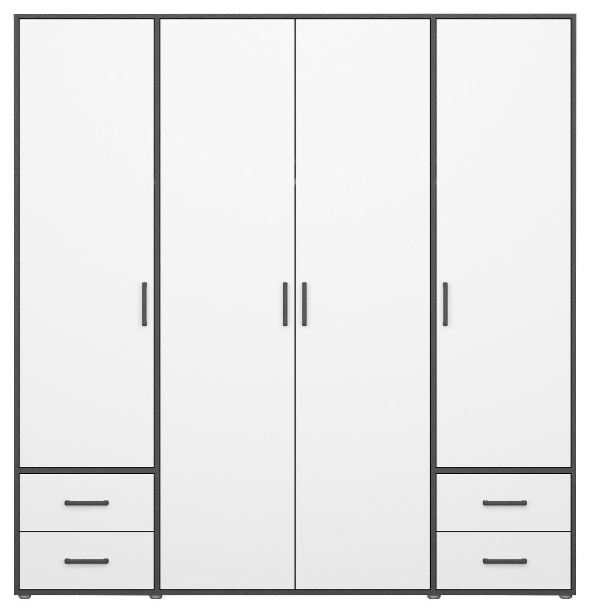 DREHTÜRENSCHRANK in Grau, Weiss  - Weiss/Grau, Modern, Holzwerkstoff/Kunststoff (187/194/53cm) - Rauch Möbel