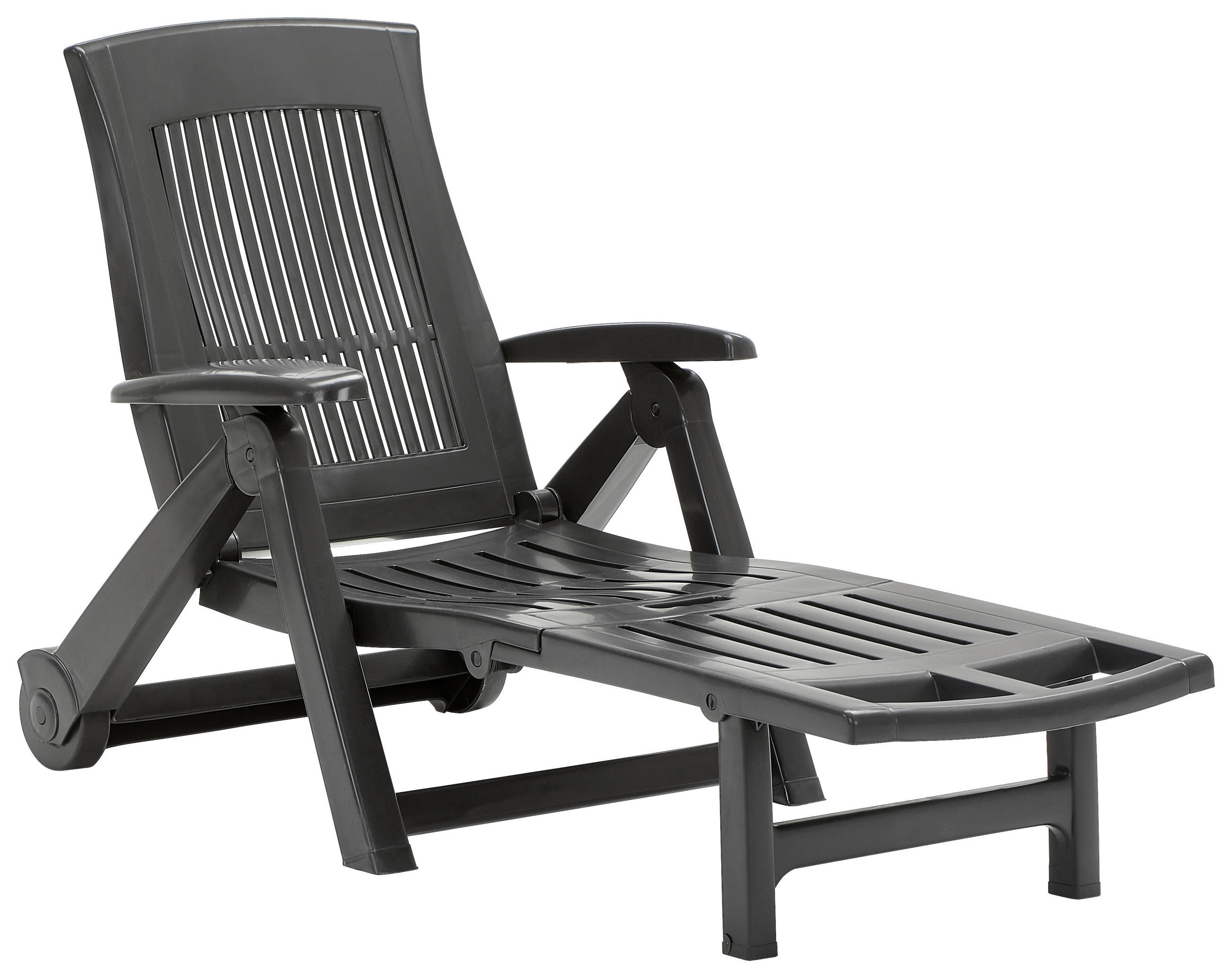 GARTENLIEGE 195/72/101 cm  - Anthrazit, Basics, Kunststoff (195/72/101cm) - Ambia Garden