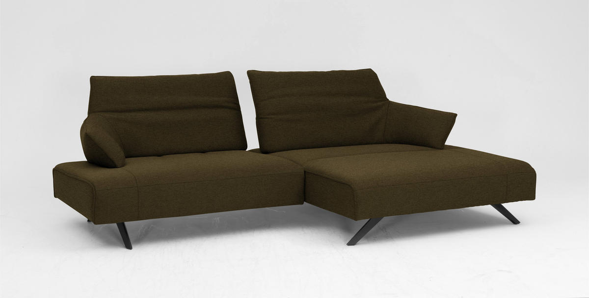 ECKSOFA in Struktur Dunkelgrün  - Dunkelgrün/Anthrazit, Design, Textil/Metall (276/165cm) - Himolla