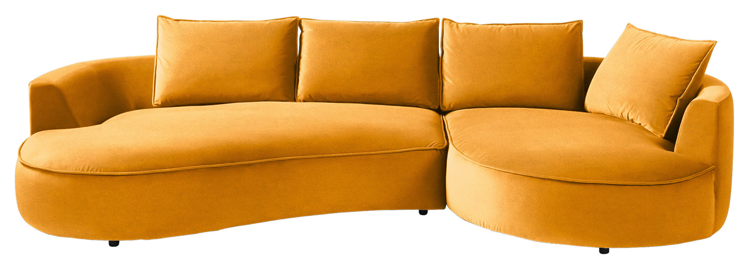 BIGSOFA in Samt Currygelb  - Currygelb/Schwarz, Design, Kunststoff/Textil (322/66/154cm) - home24