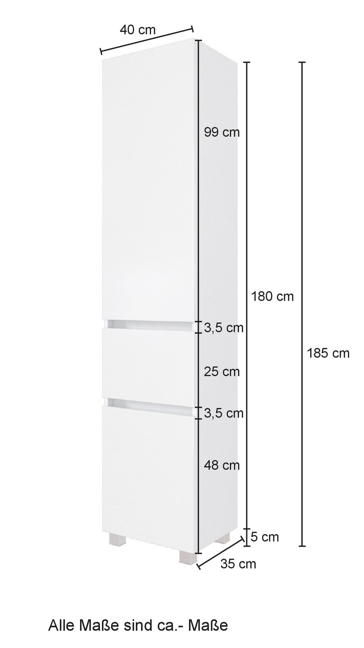 HOCHSCHRANK 40/180/35 cm  - Eichefarben/Silberfarben, KONVENTIONELL, Holzwerkstoff/Kunststoff (40/180/35cm) - Held