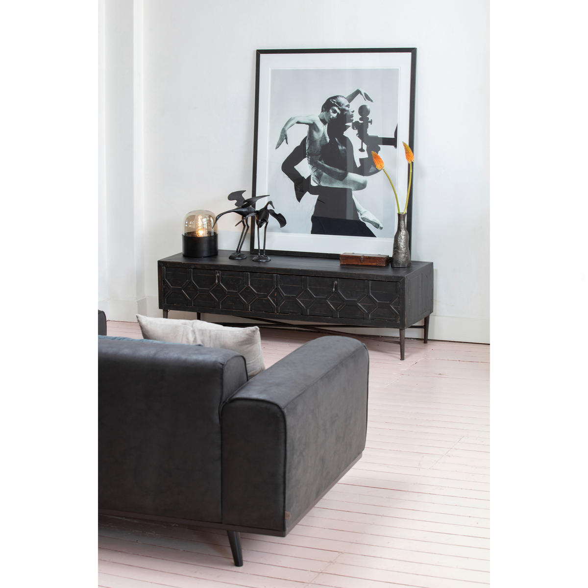 LOWBOARD 160/50/45 cm  - Schwarz, Design, Holz/Metall (160/50/45cm) - Livetastic