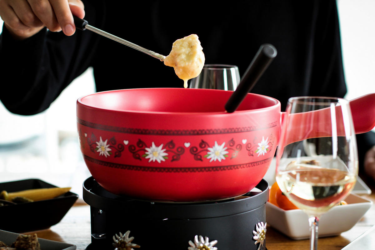 FONDUESET  - Rot/Schwarz, Trend, Keramik/Metall (34/22,5/19cm) - Mäser